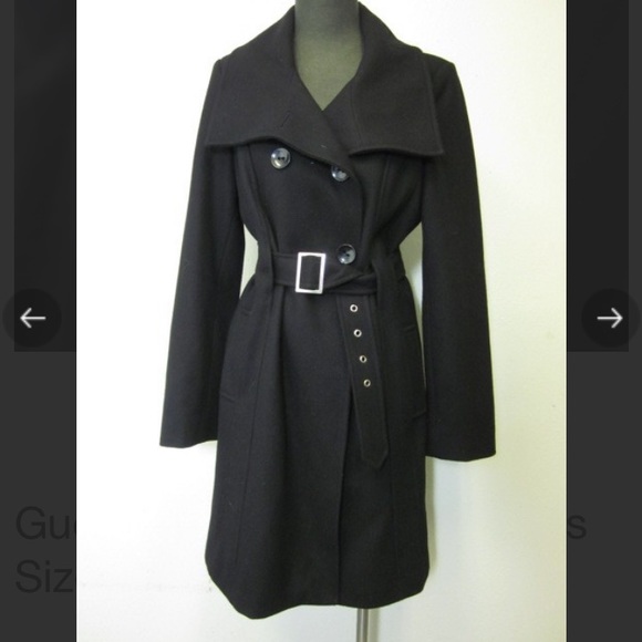 Guess wool belted black trench coat - Picture 4 of 9